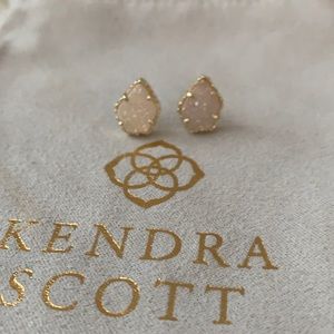 Tessa Gold Stud Earrings In Iridescent Drusy